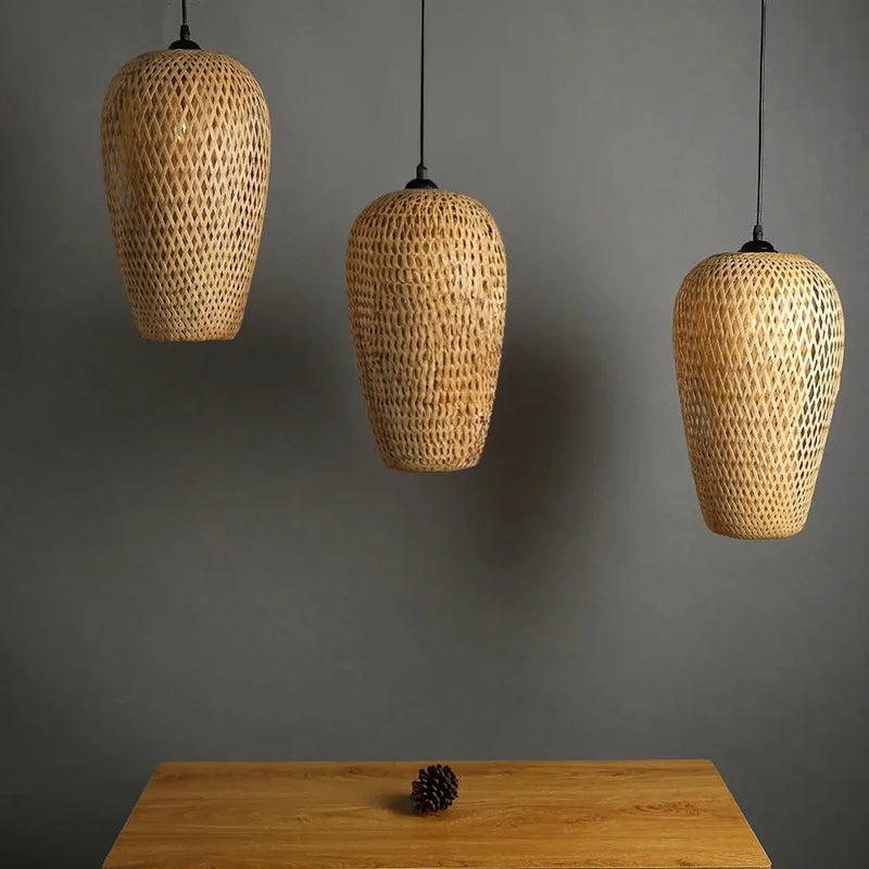 Kit 3 Luminárias Pendente de Bambu Natú