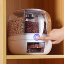 Balde de arroz dividido em grades, giratório, caixa de armazenamento multigrades para grãos diversos, à prova de umidade doméstica